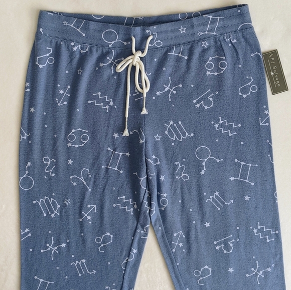PJ Salvage Lounge Joggers Astrology Print Brushed Stretch Knit Blue White M NWT - Picture 6 of 13
